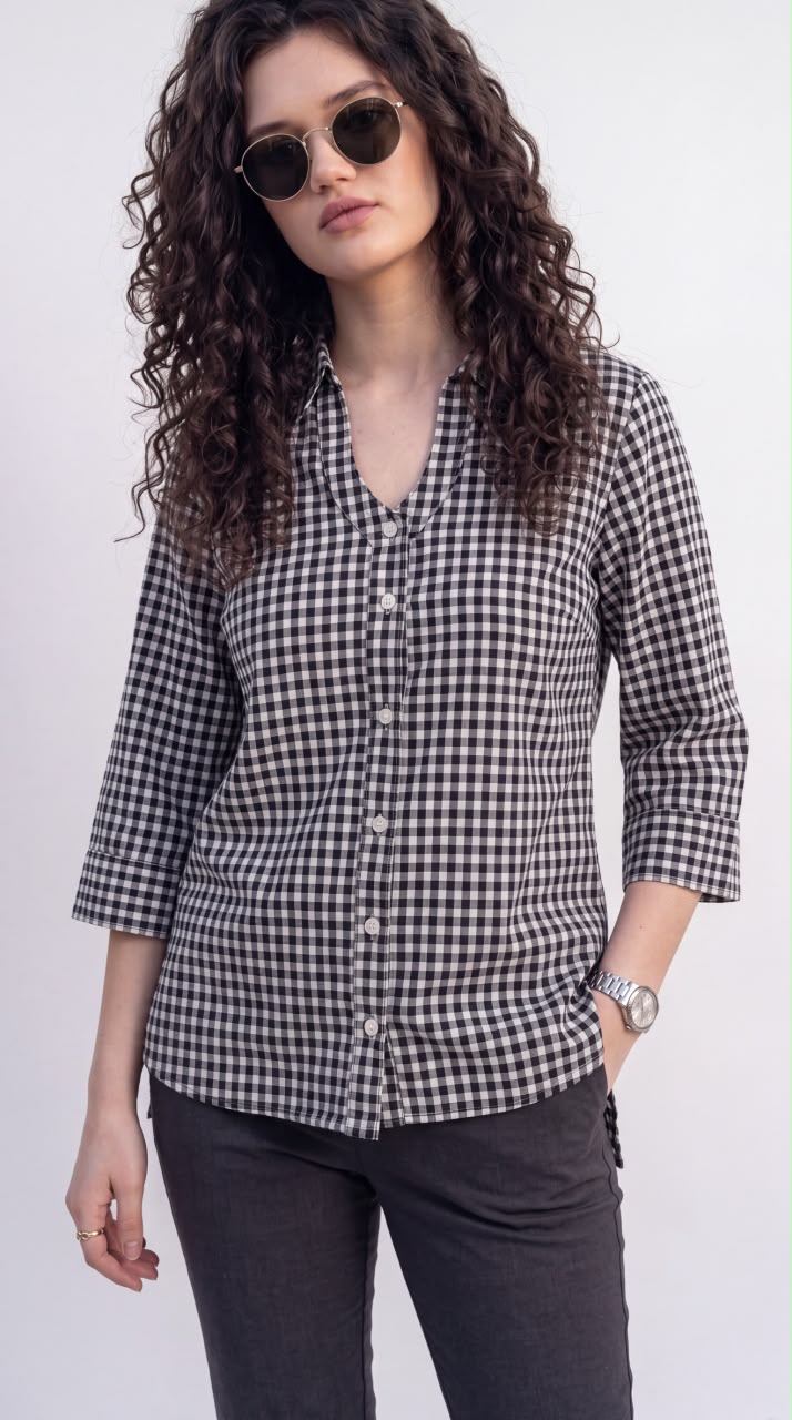 Gingham Check Cotton Top