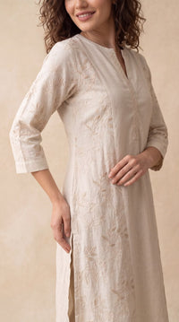 Panel Detail Embroidered Kurta - Etiquette Apparel