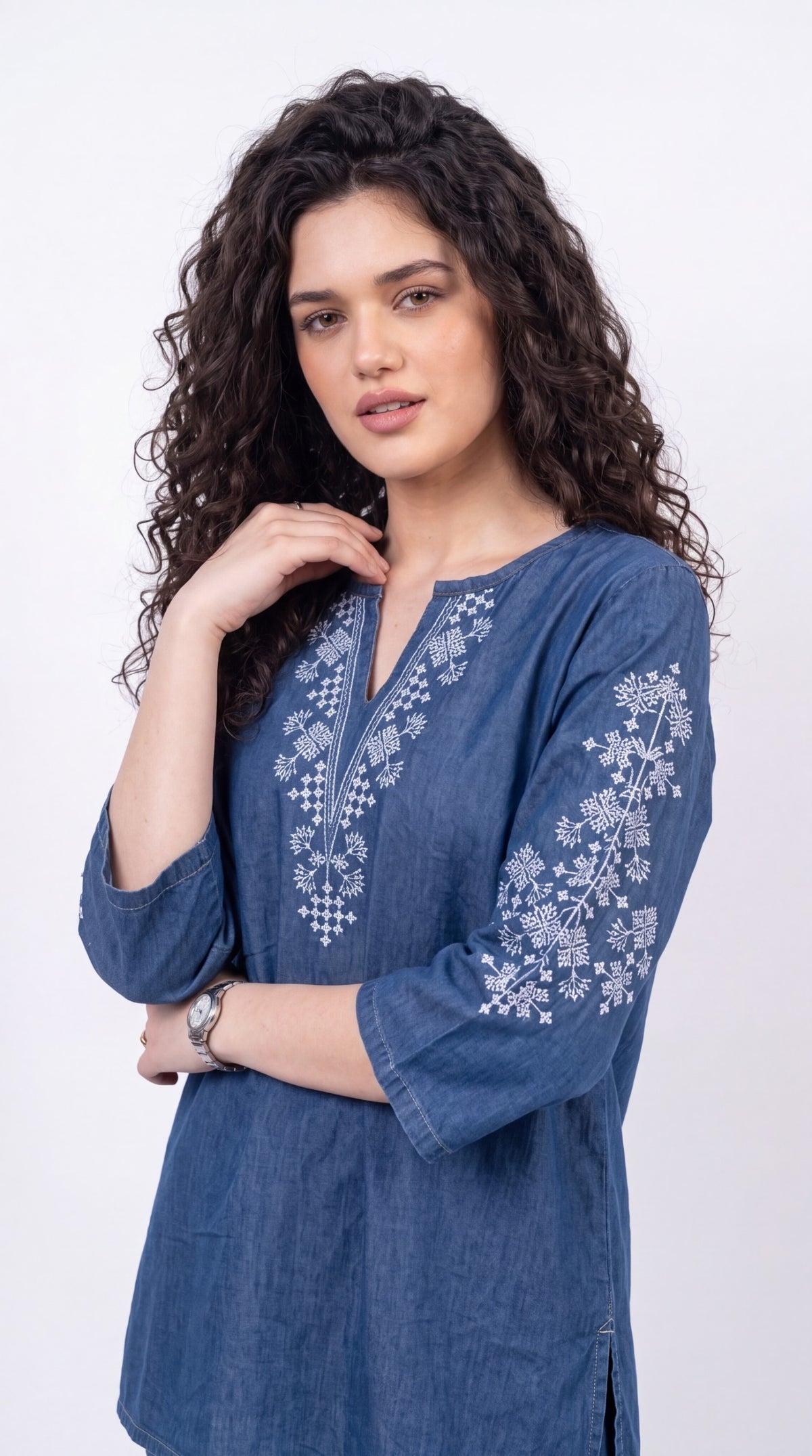 Contemporary Embroidered Denim Co-ord Set