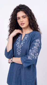 Contemporary Embroidered Denim Co-ord Set