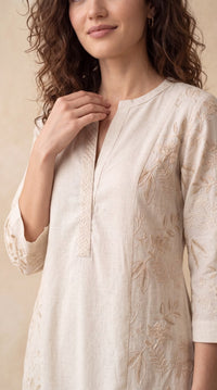 Panel Detail Embroidered Kurta - Etiquette Apparel