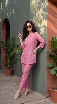 Easy Wear Floral Embroidered Cord-Set