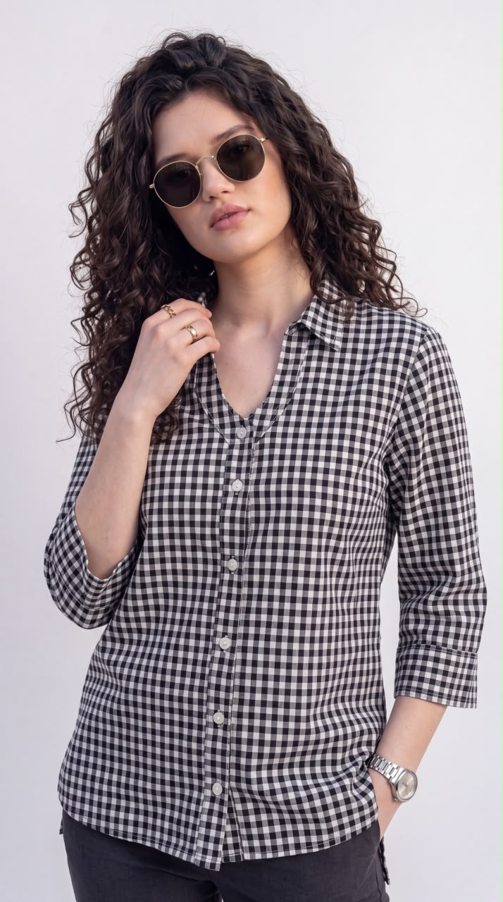 Gingham Check Cotton Top