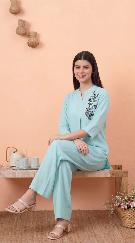 Comforting Single Tone Co-Ord Set - Etiquette Apparel