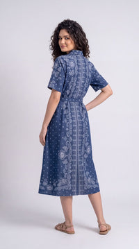 Floral Paisley Printed Denim Dress