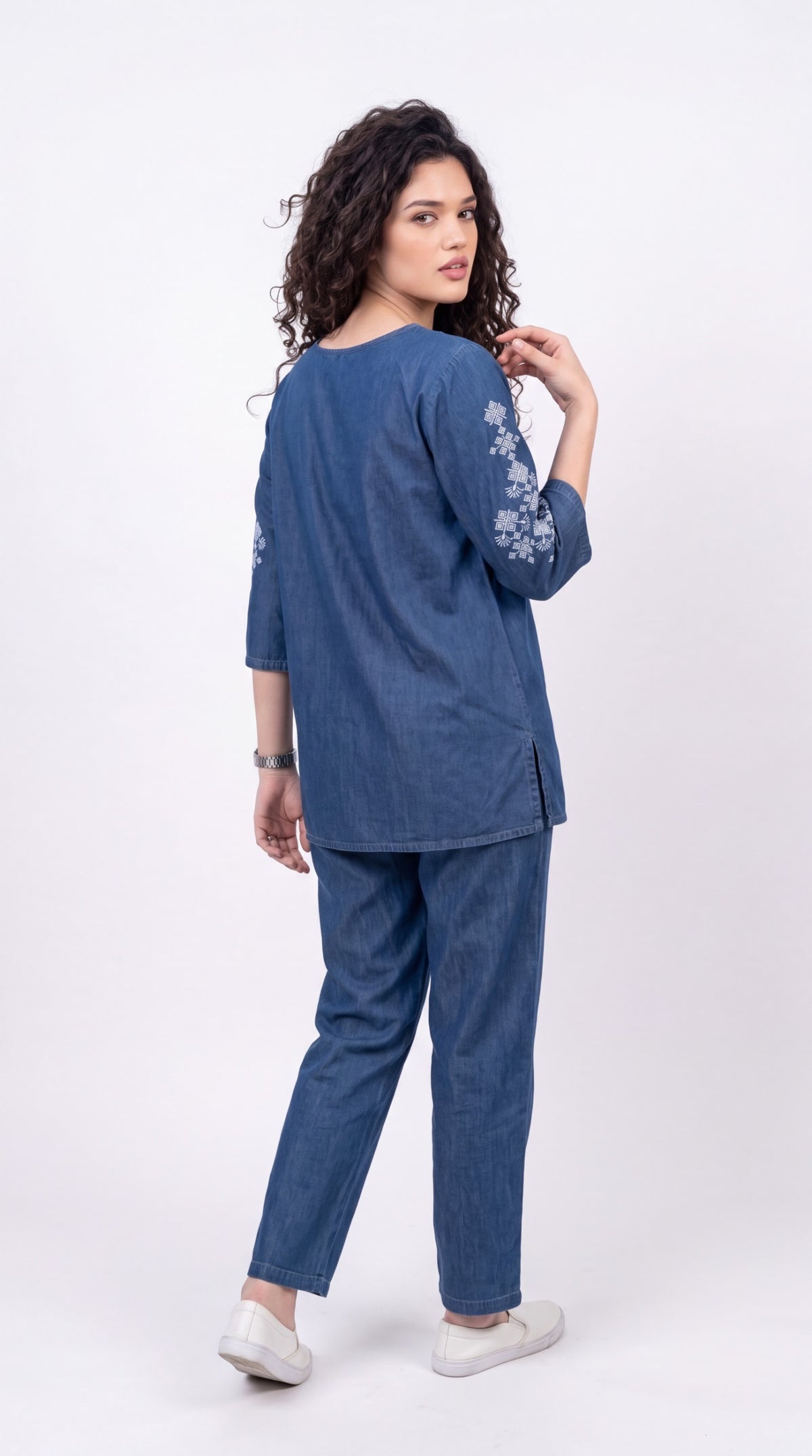 Contemporary Embroidered Denim Co-ord Set