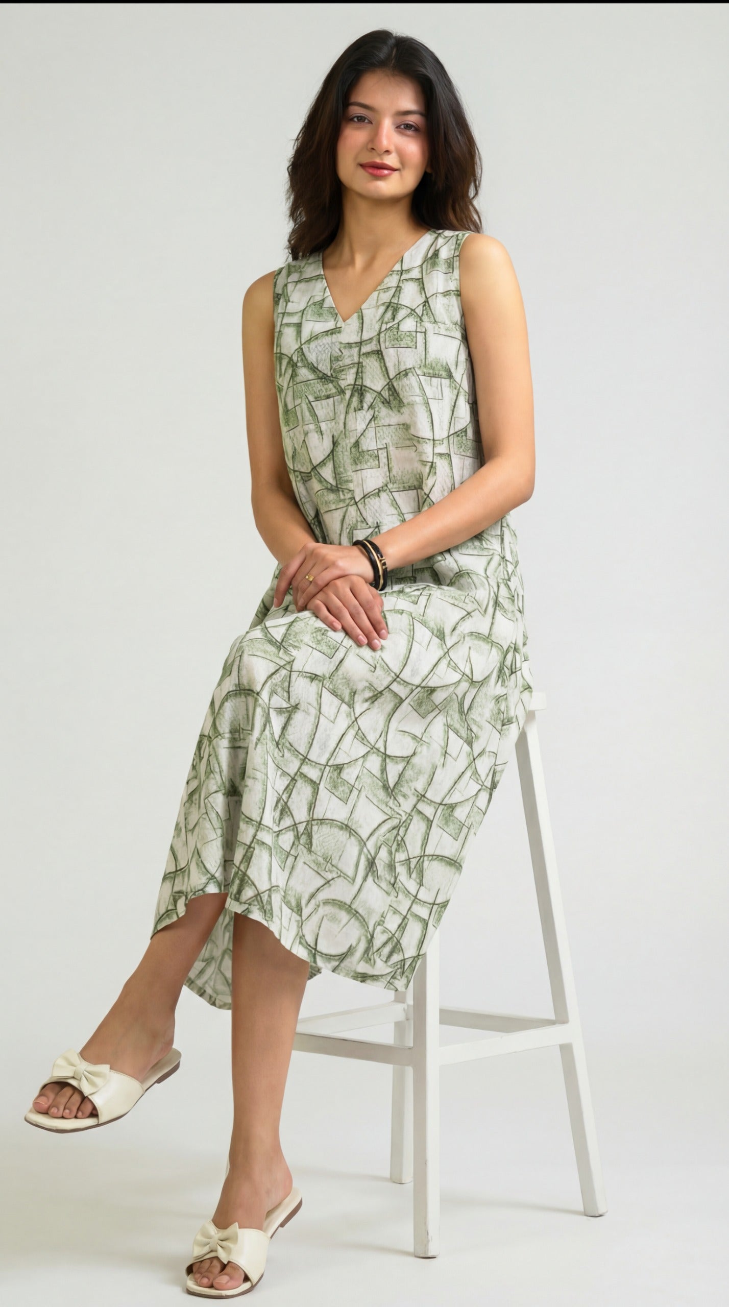 Geometry in Motion Sleeveless Dress - Etiquette Apparel