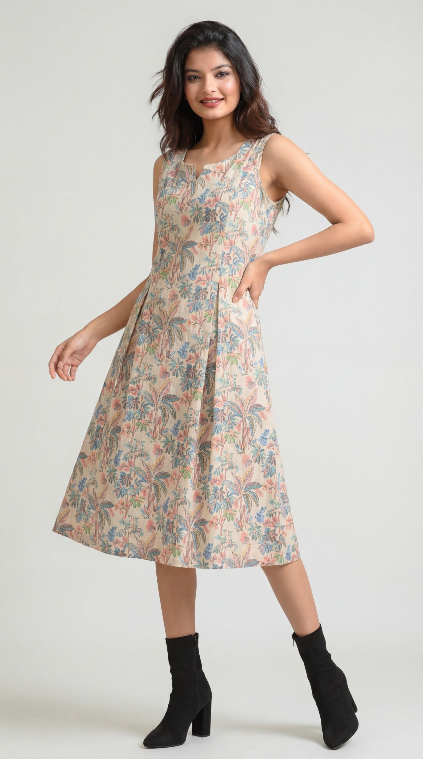 Into the Tropics Sleeveless Dress - Etiquette Apparel
