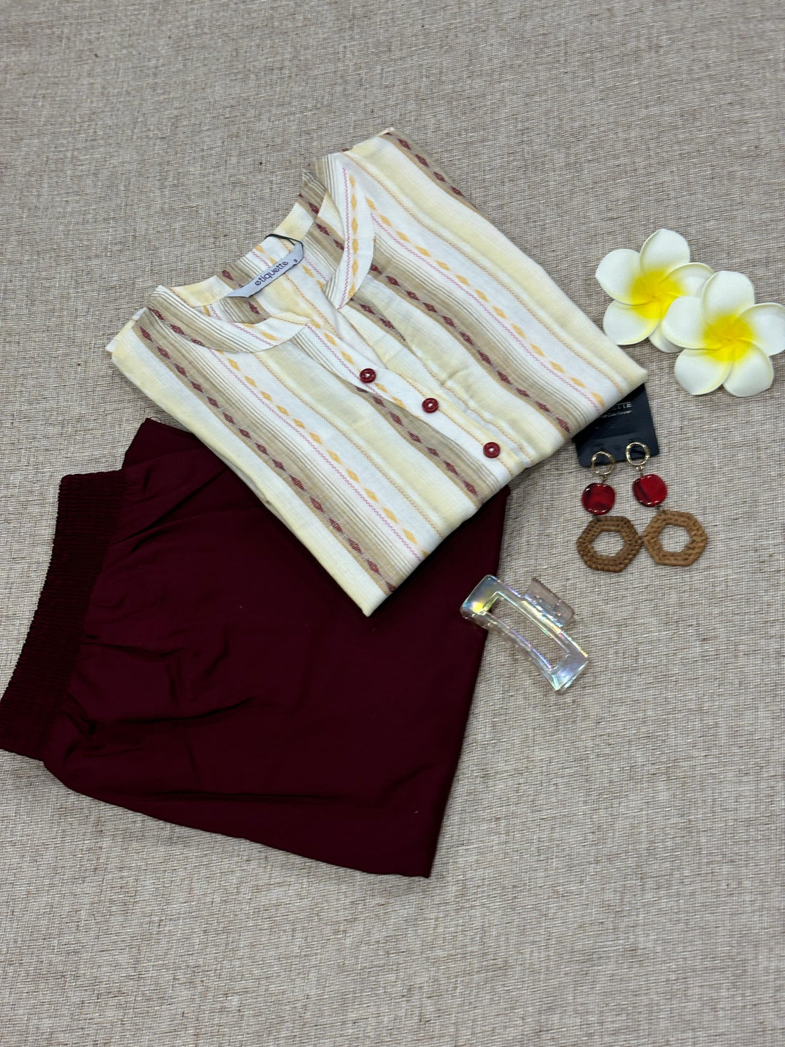 Color Burst Ikkat Stripe Top - Etiquette Apparel