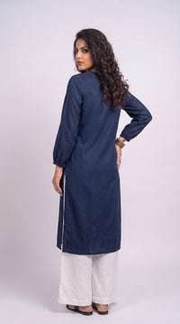 When Denim Blossoms Kurta - Etiquette Apparel