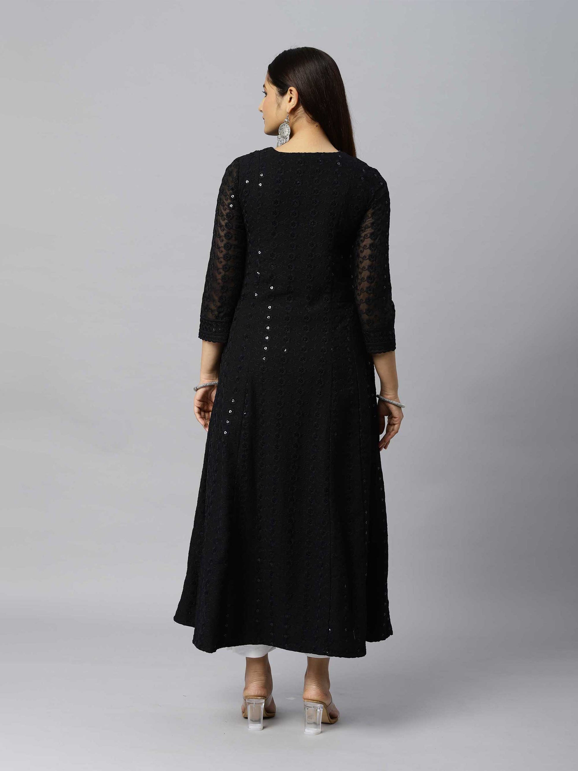 A full hakoba embroidered full length dress - Etiquette Apparel