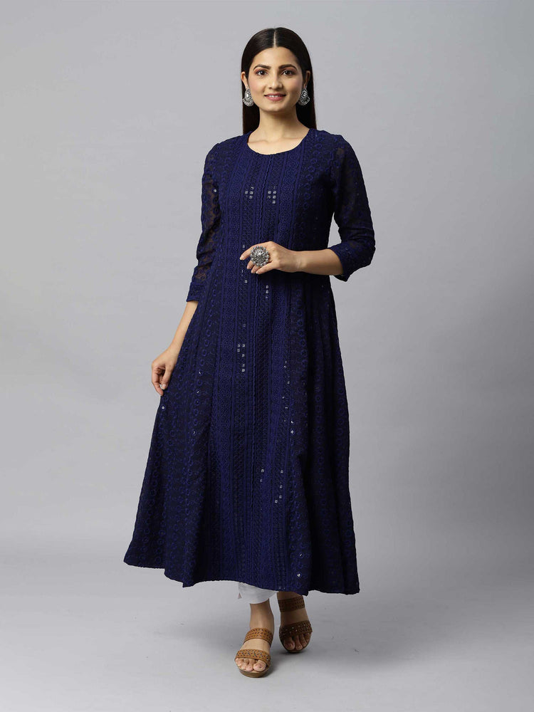 A full hakoba embroidered full length dress - Etiquette Apparel