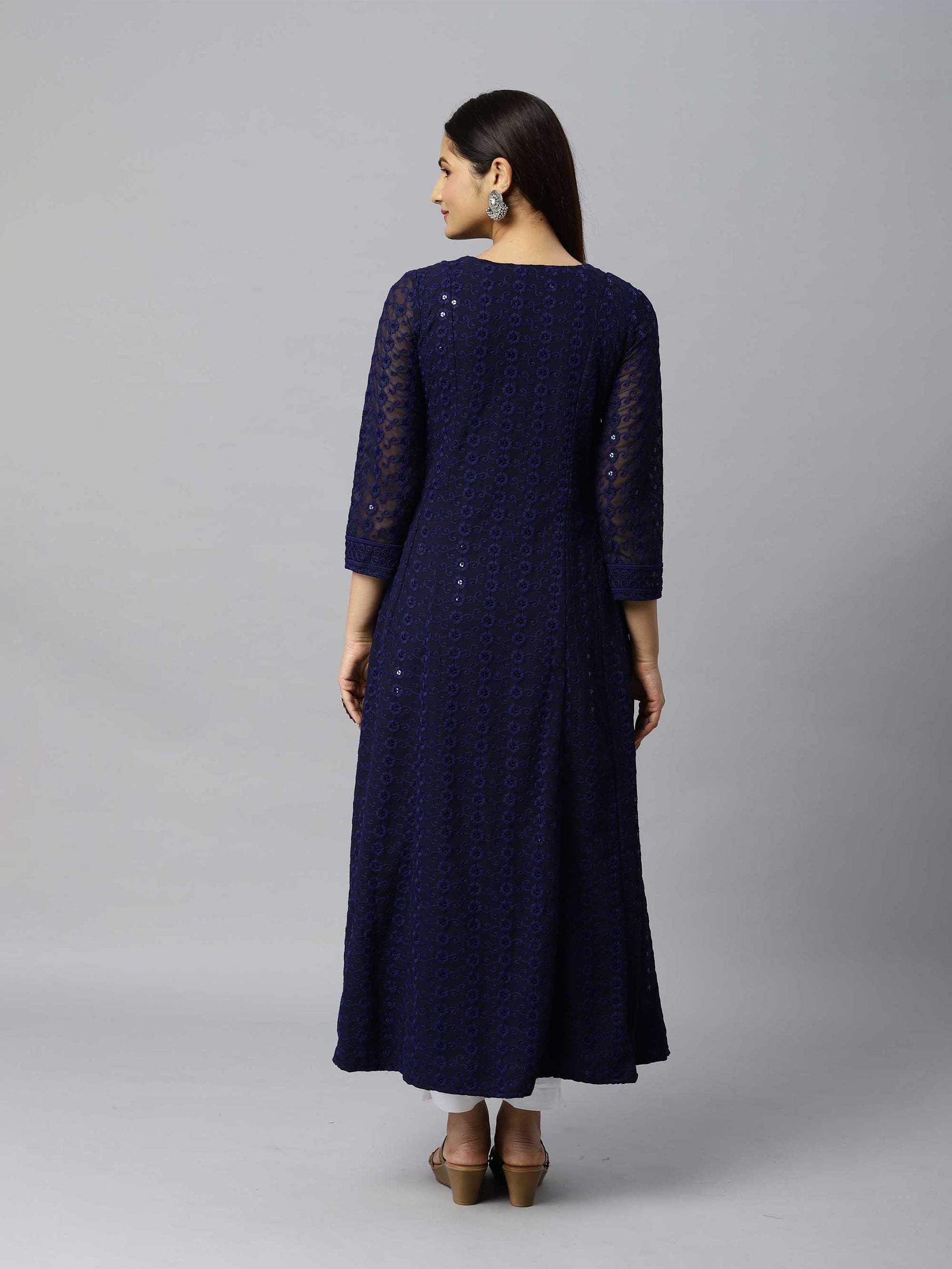 A full hakoba embroidered full length dress - Etiquette Apparel