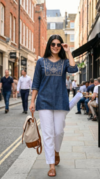 Rustic Yoke Denim Top - Etiquette Apparel