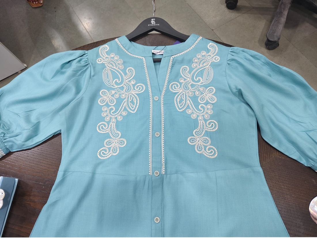 Sunny Yellow Dress with Dori Embroidery - Etiquette Apparel